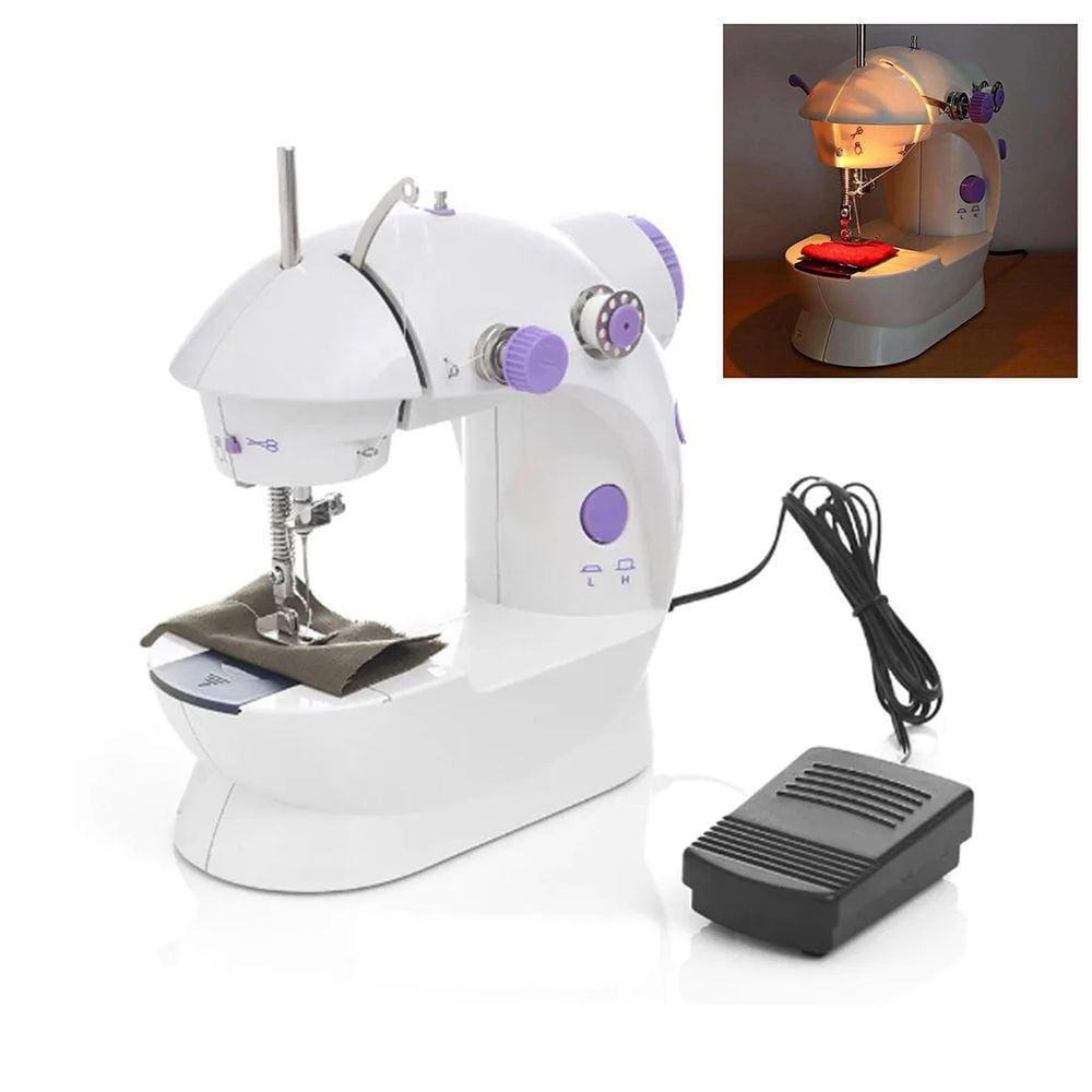 Mini Maquina Costura Reta Ponto Ajustavel Eletrica Led Portatil Reparo Tecido Pano Lenço Roupa Multiuso