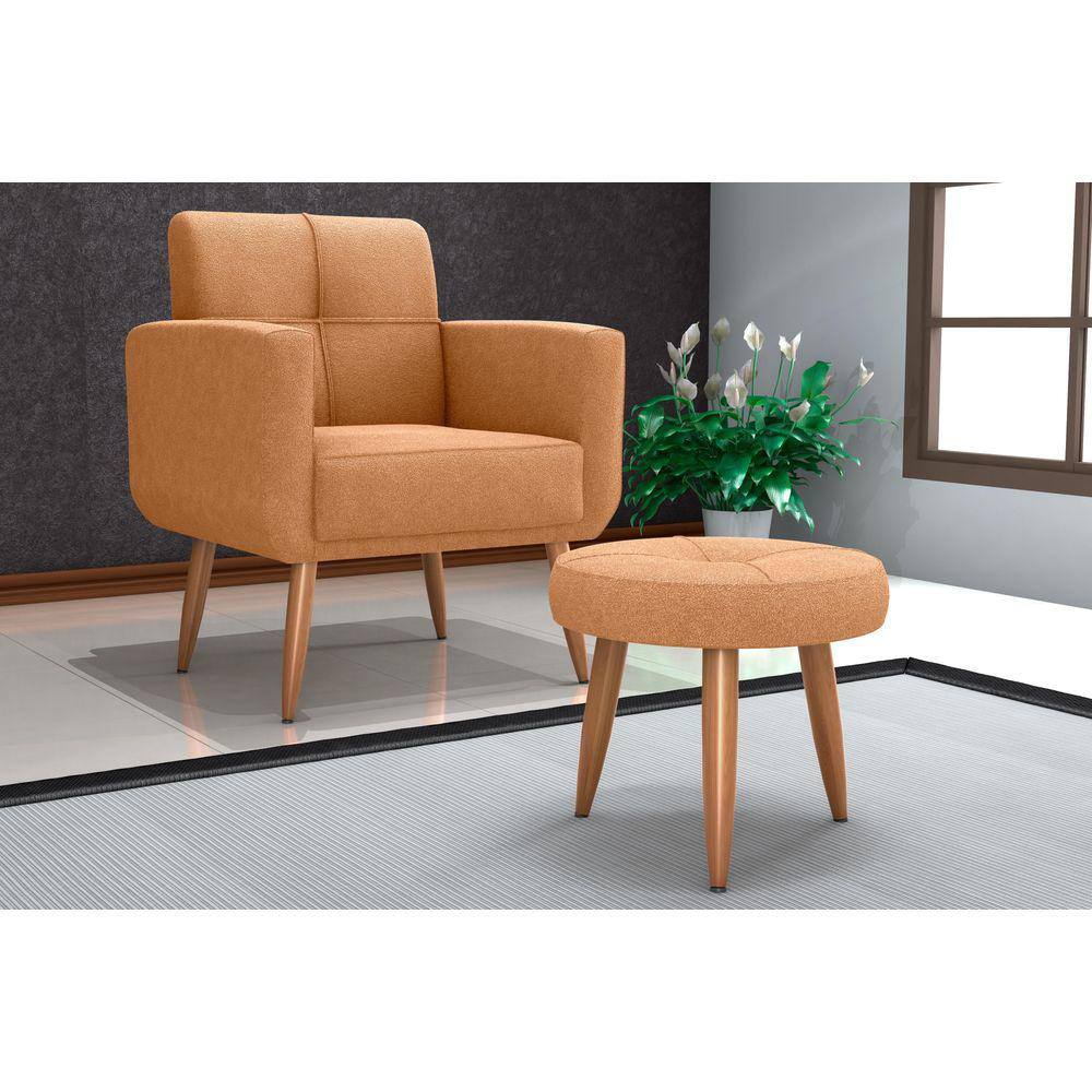 Kit Poltrona +Puff Havana Boucle Mostarda F493 - Matrix