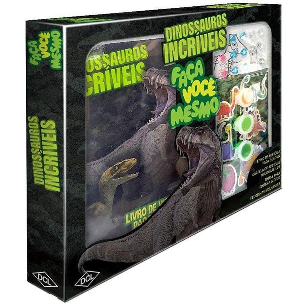 Kit Pintura Dinossauros Livro + Tintas + Adesivos  Unidade