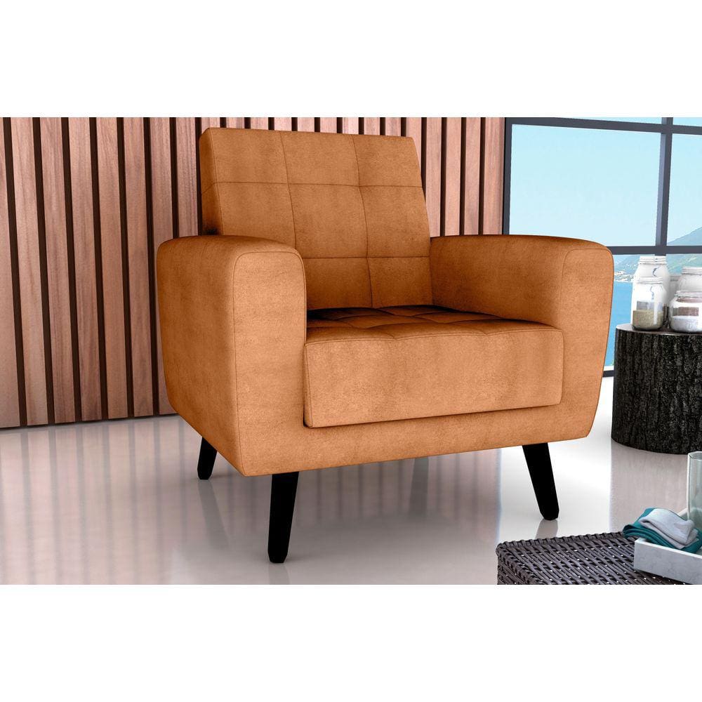 Poltrona Decorativa Lívia Boucle Mostarda F493 - Matrix