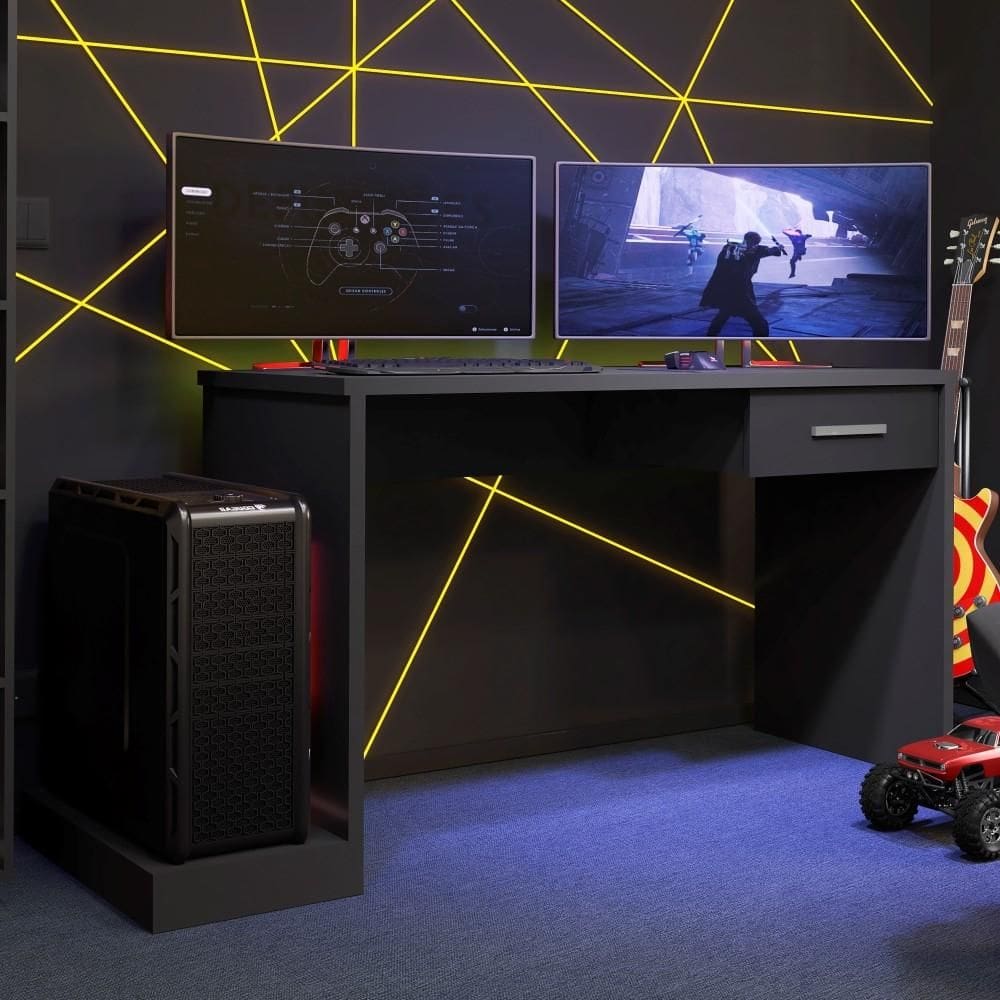 Mesa Gamer com Plataforma Versátil Ventelle Preto
