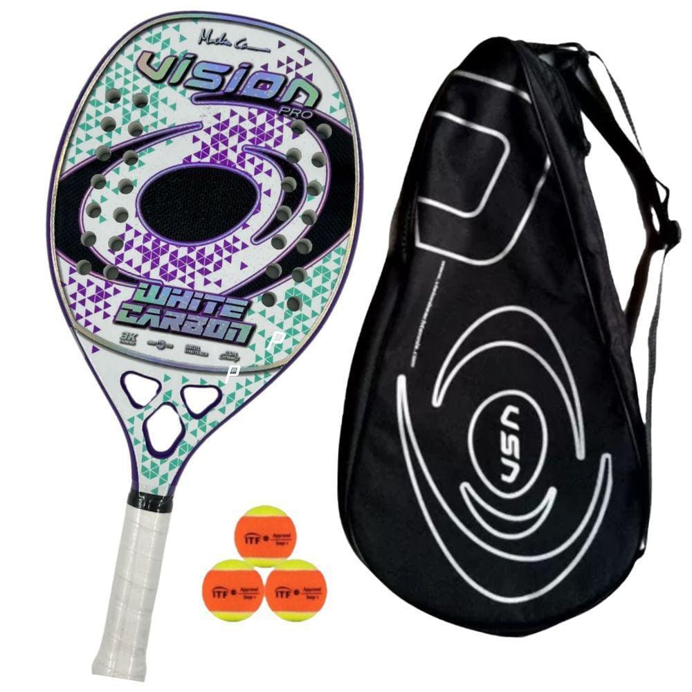 Raquete de Beach Tennis Vision White Carbon 2024