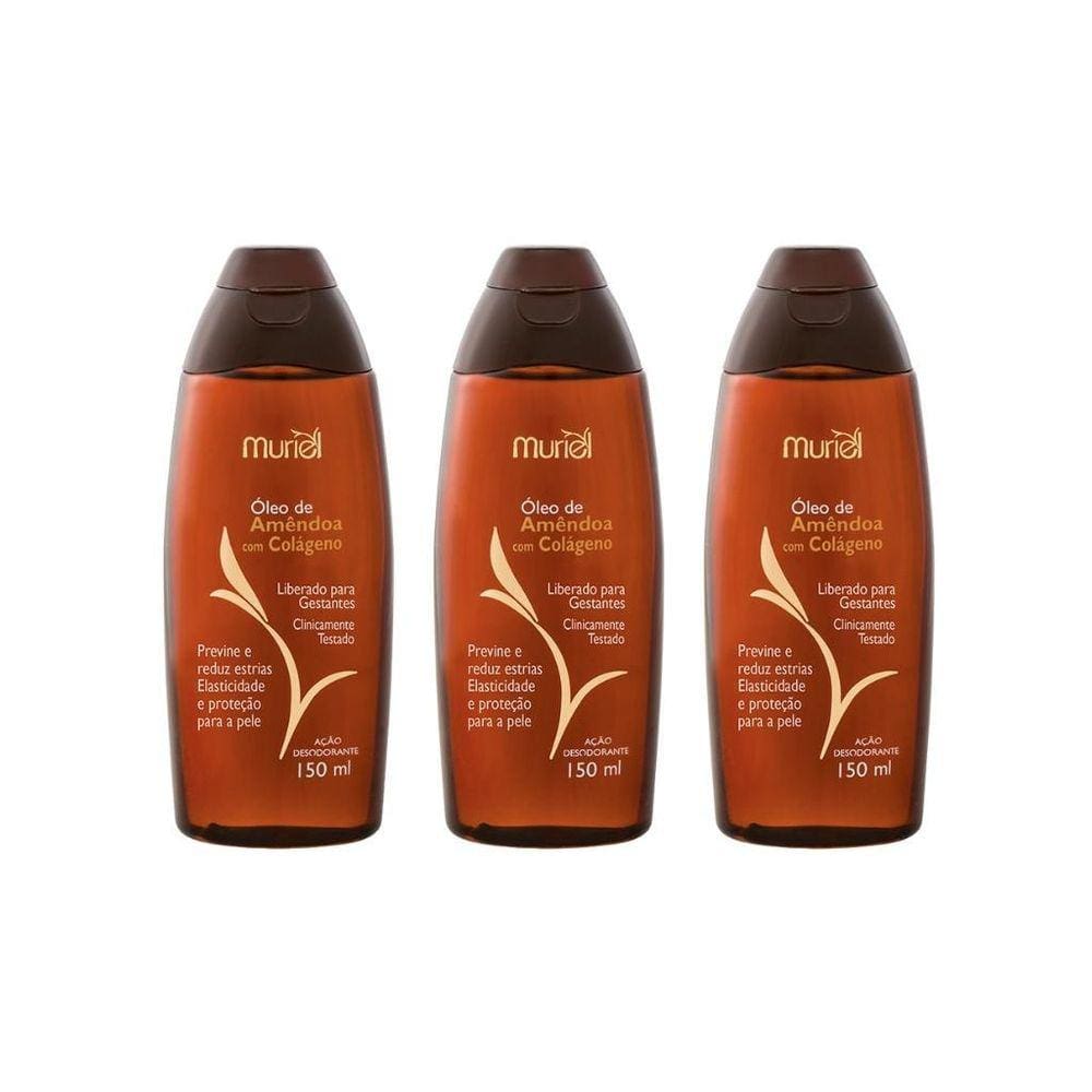 Oleo Corporal Muriel 150Ml Amendoas Com Colageno - Kit C/3Un