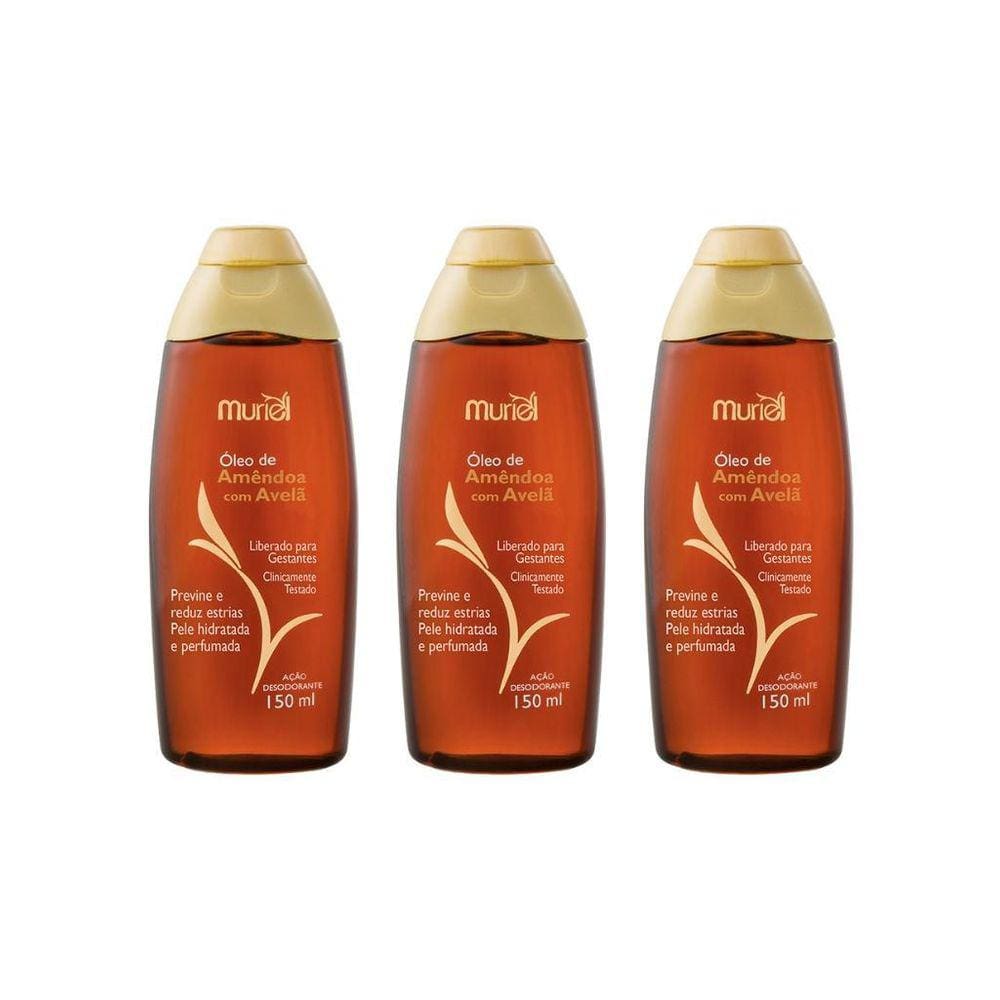 Oleo Corporal Muriel 150Ml Amendoas Com Avela - Kit Com 3Un