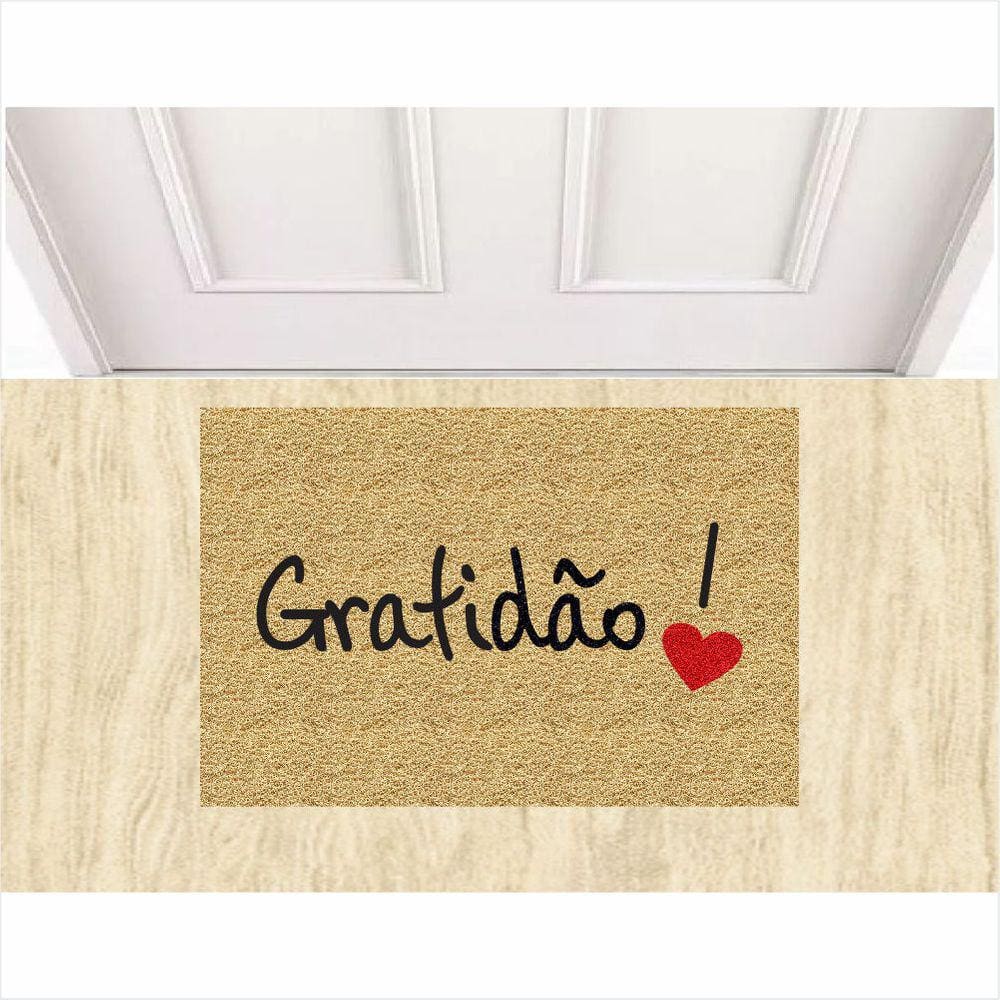 Tapete Capacho Kapazi Gratidao 60x40 Cm porta entrada casa lar apartamento decorativo limpa pé.