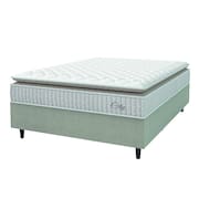 Cama Box Colchão Casal Molas Ensacadas City Pillow Top 138x188x61cm Branco / Bege Hellen - Suporta até 110kg por Pessoa