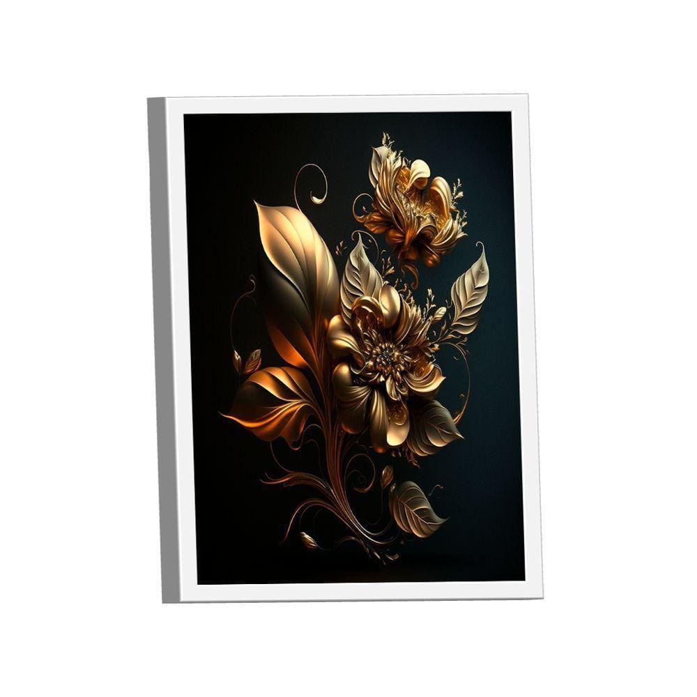 Quadro Flor Dourada 3d -- Br Artes