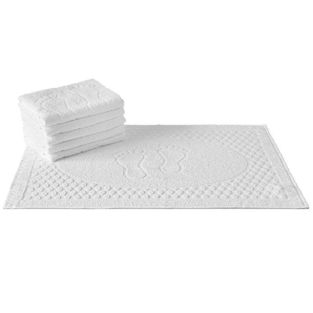 Kit 5 Toalhas De Piso Pézinho Hotel Alta Absorção - Sublime - Branco