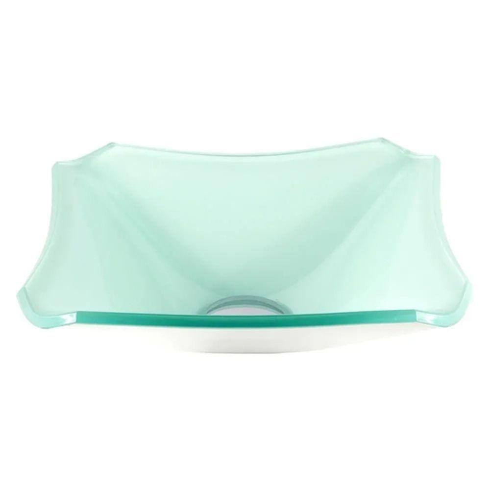 Cuba de Vidro Quadrada Chanfrada 30cm Branca