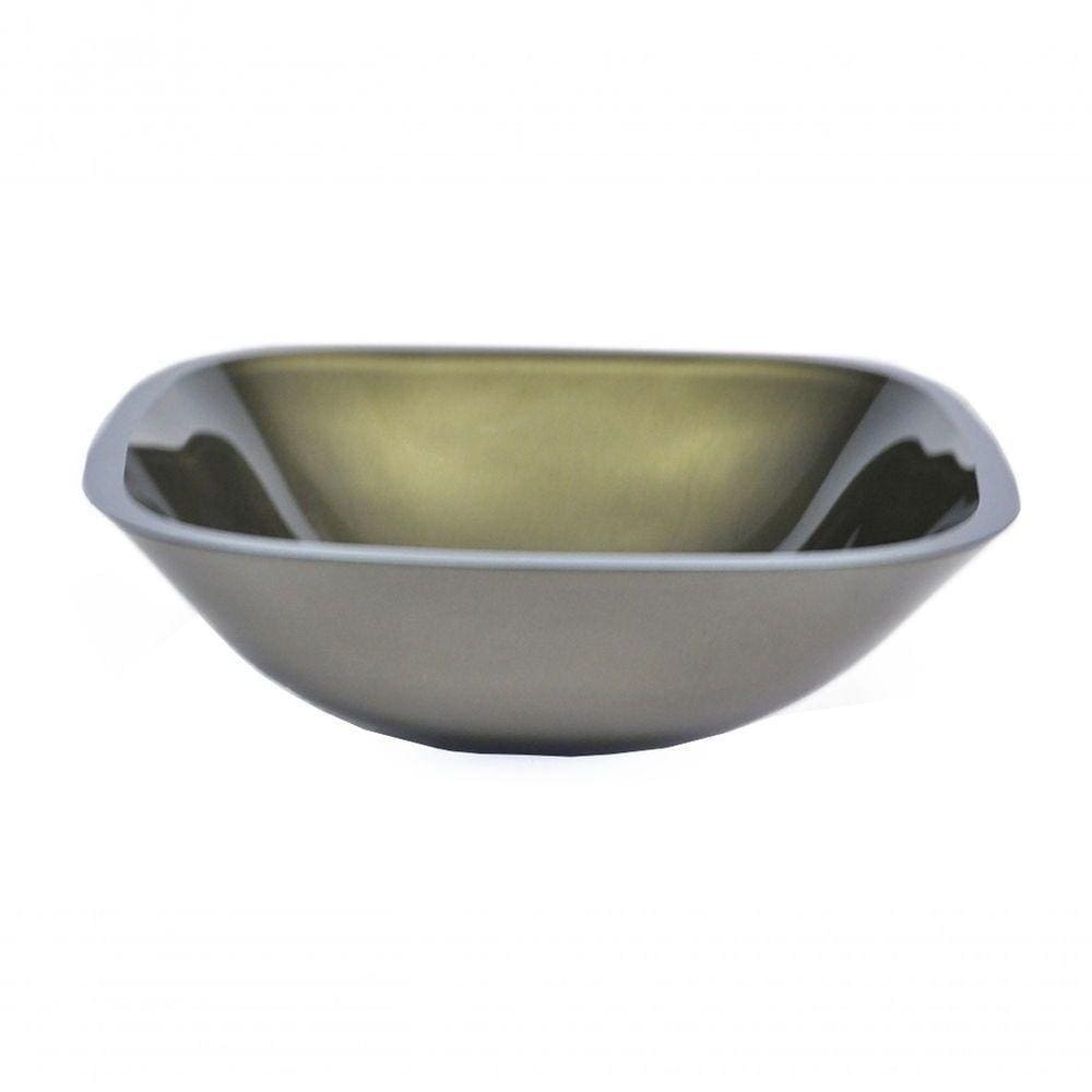 Cuba de Vidro Quadrada 35cm Ouro Envelhecido