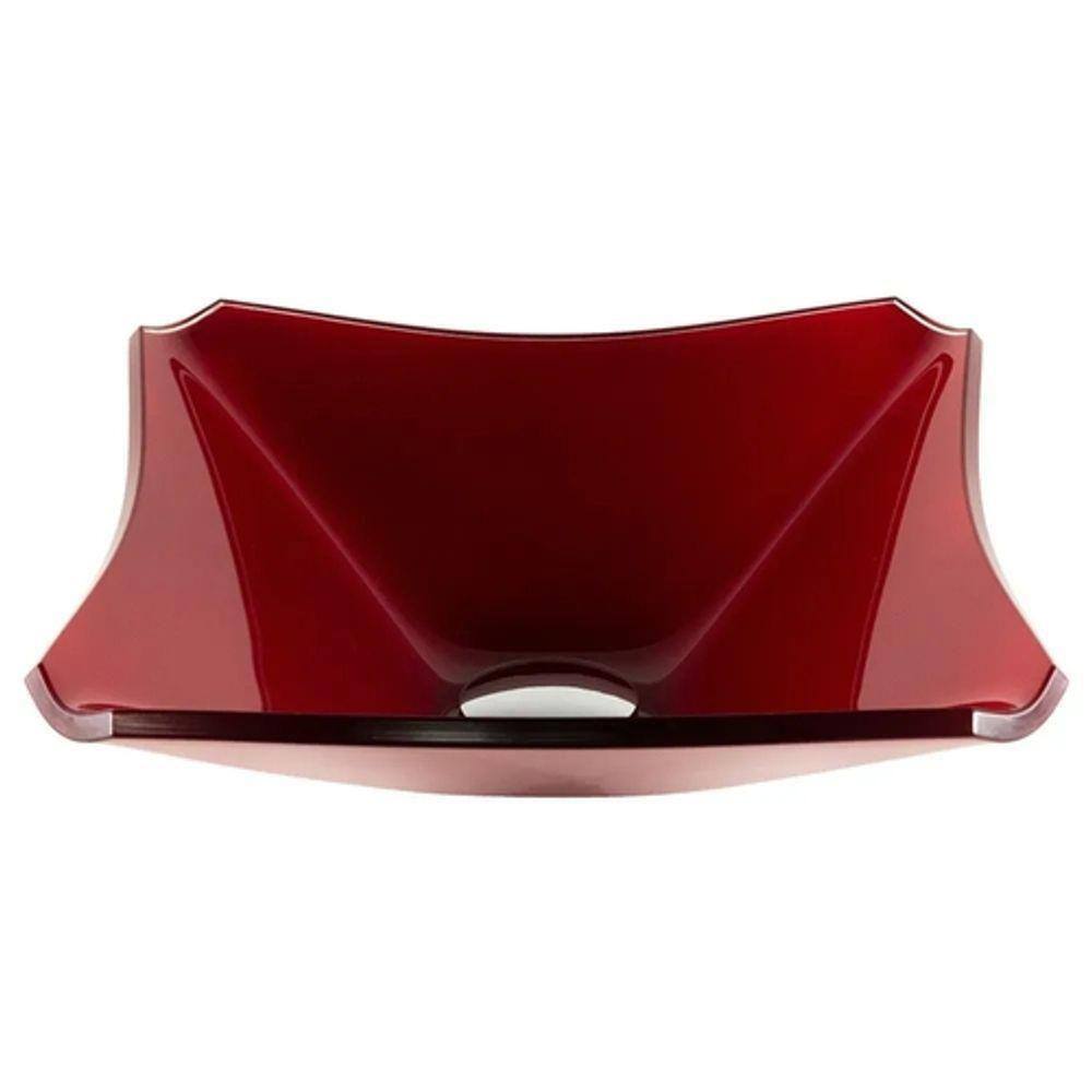 Cuba de Vidro Quadrada Chanfrada 30cm Vermelho Cereja