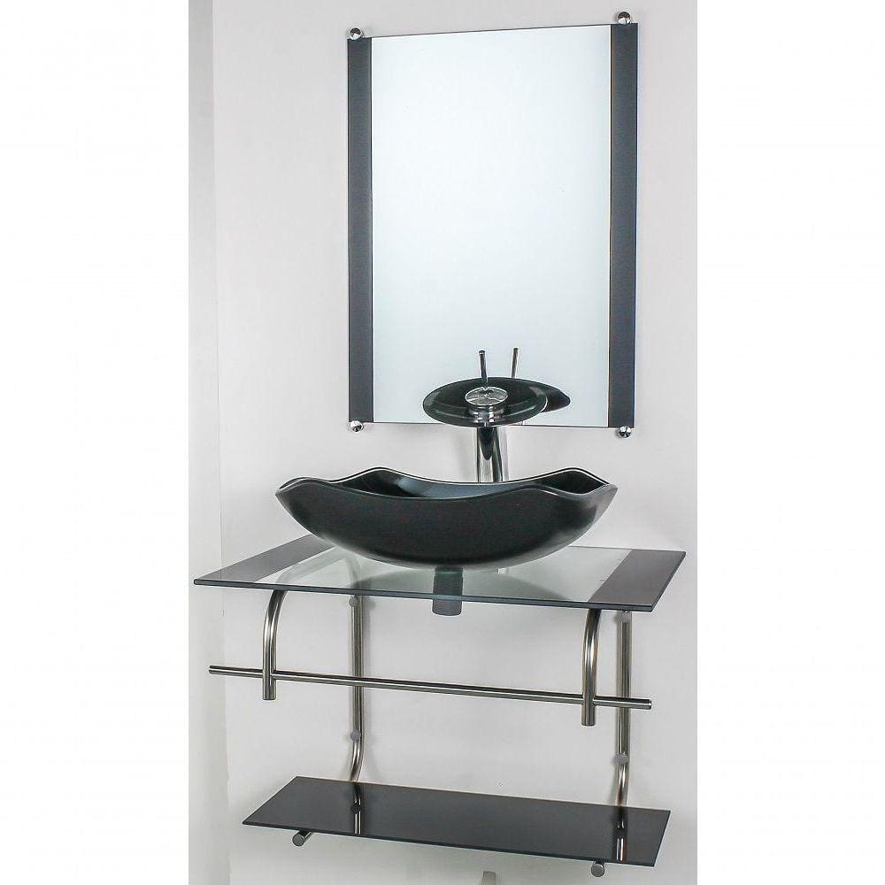 Gabinete De Vidro Inox 60cm Cuba Abaulada Preto