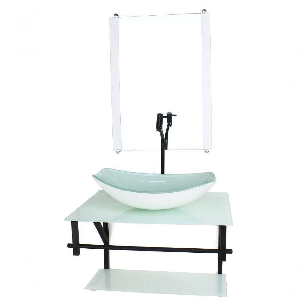 Gabinete De Vidro Para Banheiro 60cm Cuba Oval Branco