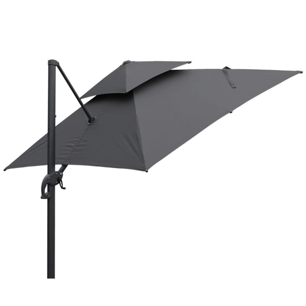 Ombrelone Lateral Tulum Rivattis 300 Cm Em Aluminio Com Base Cruz Capa Poliéster Grafit