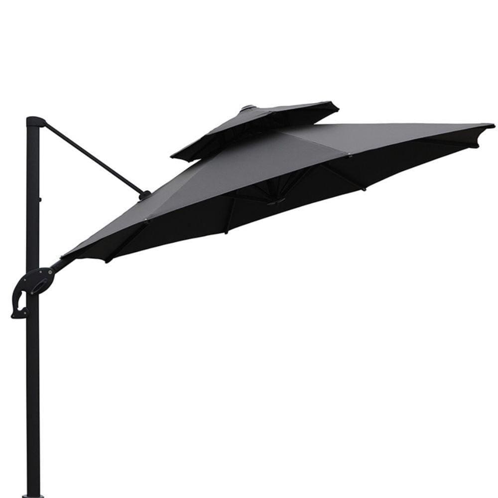 Ombrelone Lateral Belize Rivattis 300 Cm Em Aluminio Com Base Cruz Capa Poliéster Grafite