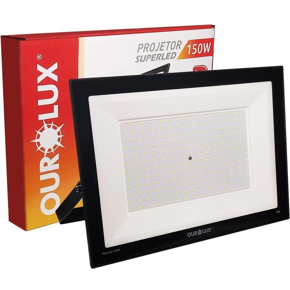 Refletor Projetor Led Slim 150W Bivolt Ip65 Branco Frio