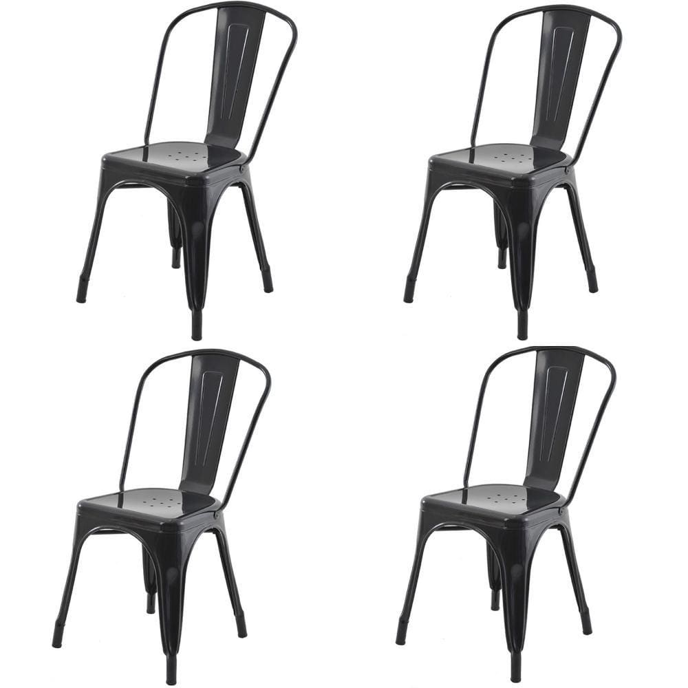 Kit 4 Cadeiras Tolix Iron Titan Rivattis Aço Preto