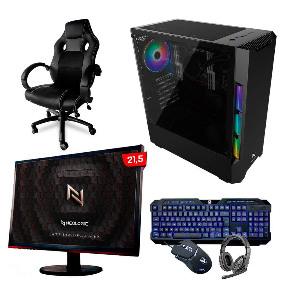 Pc Gamer Completo Neologic Nli83596 Amd Ryzen 7 5700G 16Gb (Radeon Vega 8 Integrado) Ssd 240Gb 500W 80 Plus + Cadeira
