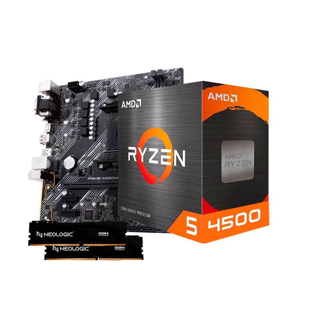 Kit Upgrade Amd Ryzen 5 4500, Placa Mae A520m, 32Gb Ddr4, Neologic - Nli84629