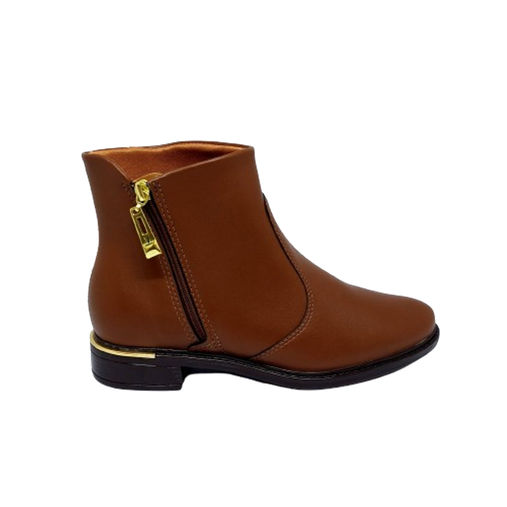 Bota Marrom Cano Curto com Zíper Vizzano