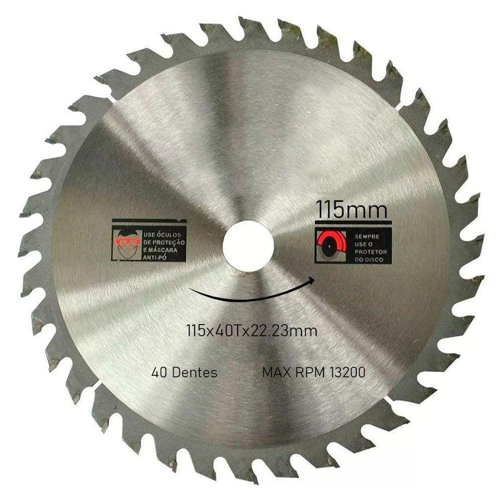 Disco De Serra Circular Com 40 Dentes 4-1-2\" 115mm Para Madeira