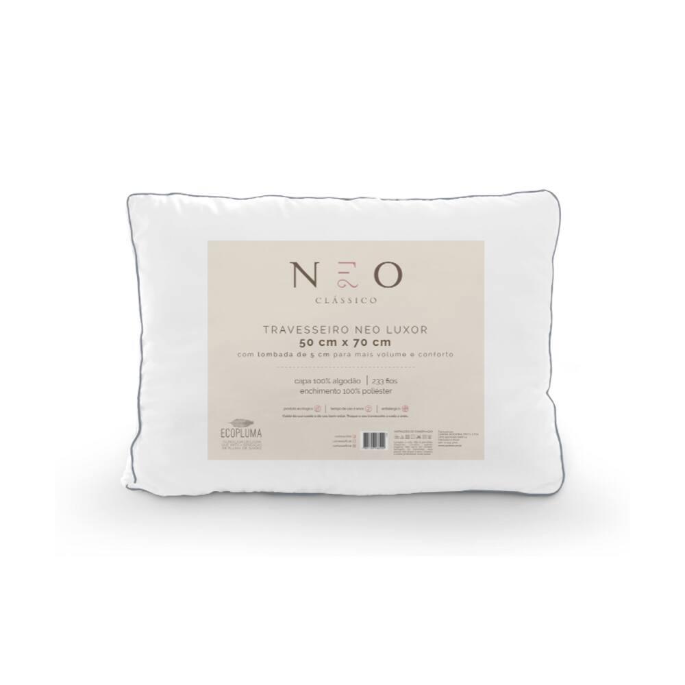 Travesseiro Neo Luxor Ecopluma Percal Algodão 233 Fios 50x70