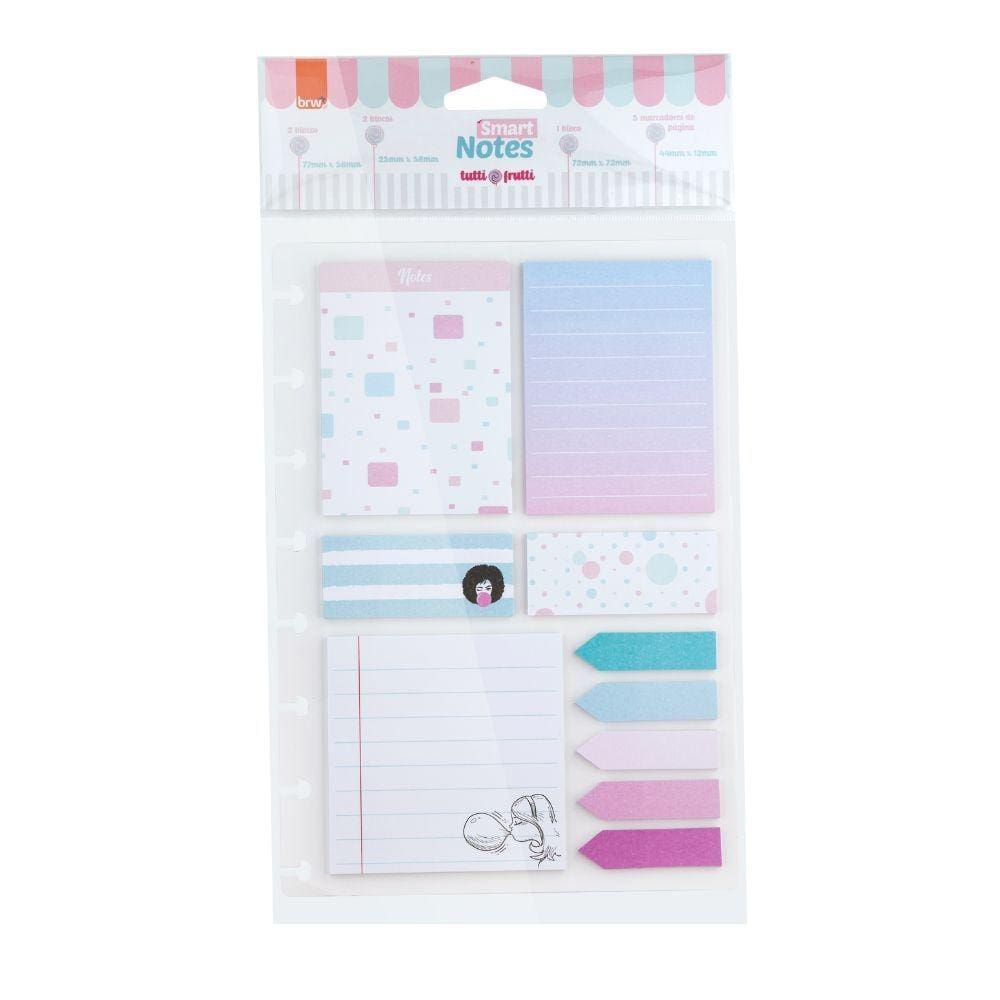 Bloco Adesivo Smart Notes Multiples p/ Caderno de Disco Tutti-Frutti 25 Fls 10 Blocos Brw