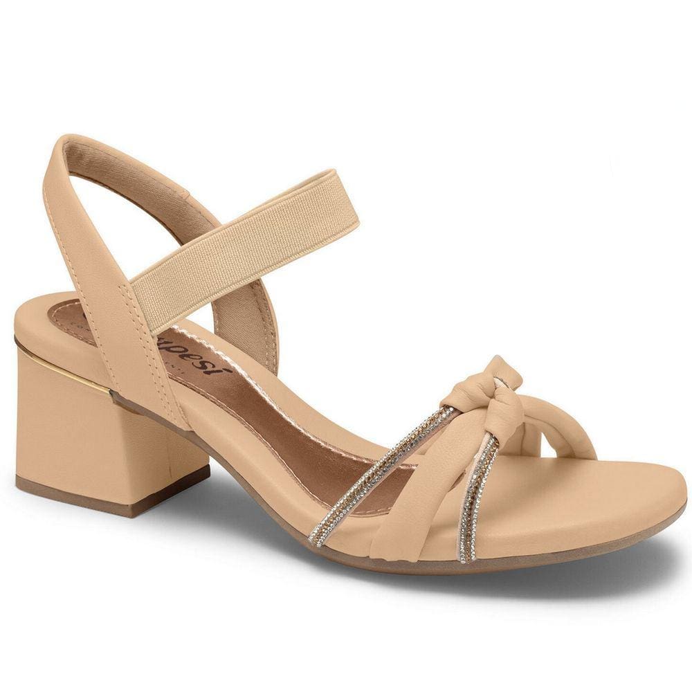 Sandalia Salto Medio Comfort Campesi Elastico Brilho L9742