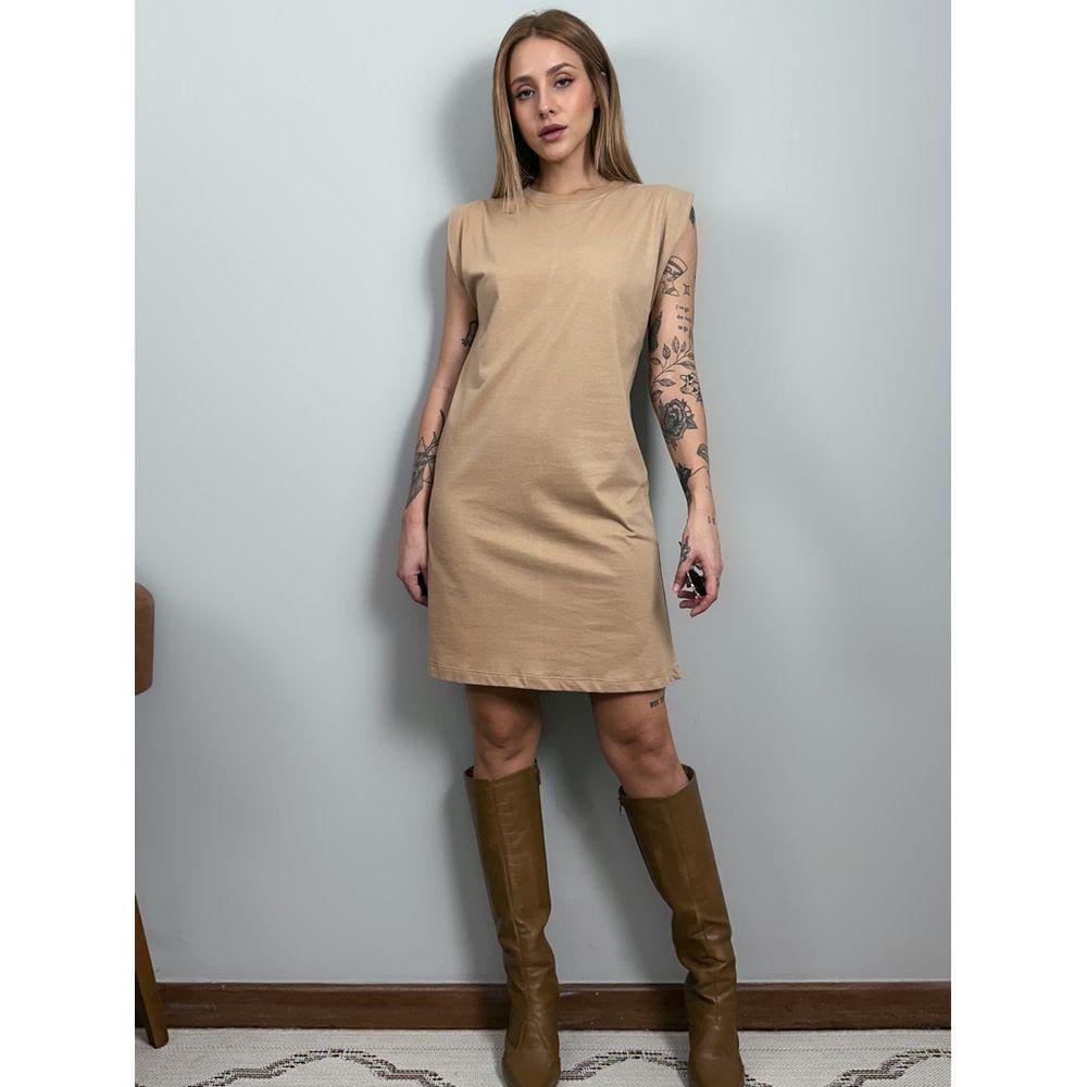 Vestido Aveloz Camisetão Muscle Tee Regata Caramelo
