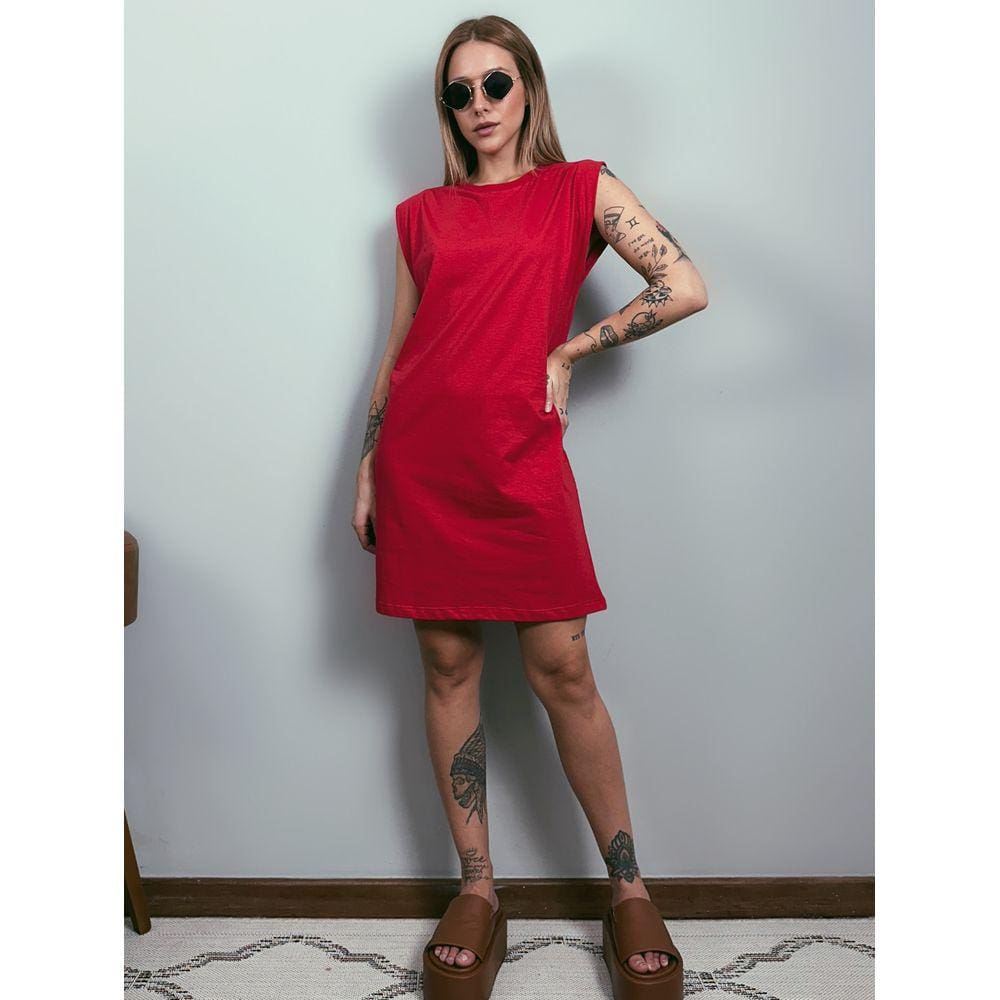 Vestido Aveloz Camisetão Muscle Tee Regata Vermelha