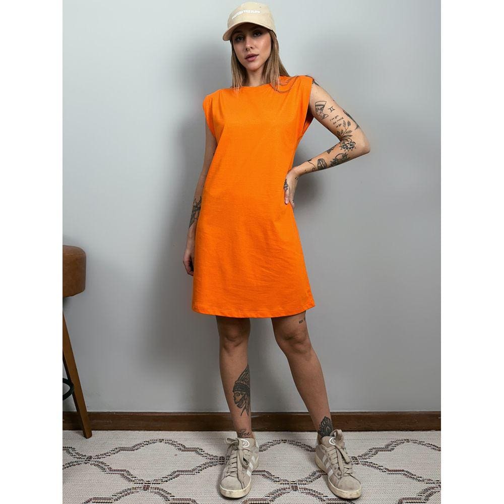 Vestido Aveloz Camisetão Muscle Tee Regata Laranja