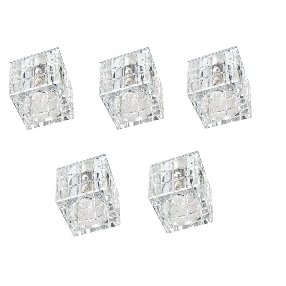 5 Spot Embutir Cristal K9 7Cm Quadrado Quarto Ac974