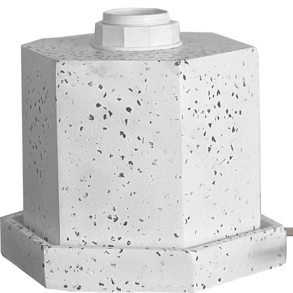Cubo Abajur Luminária De Mesa Hexagonal Decorativa Com Base Peônia Artesanal De Cimento Com Granilite
