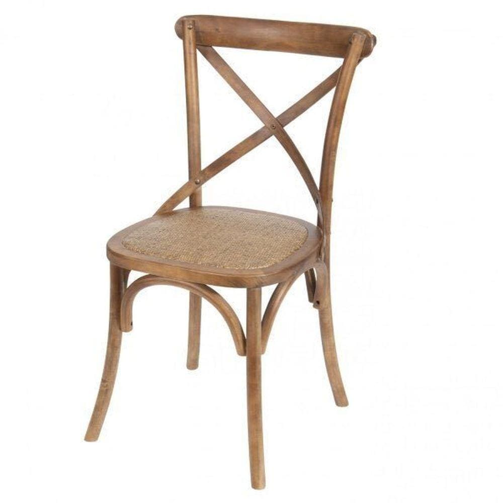 Cadeira de Madeira e Assento em Rattan 115 Or Design Madeira Escura