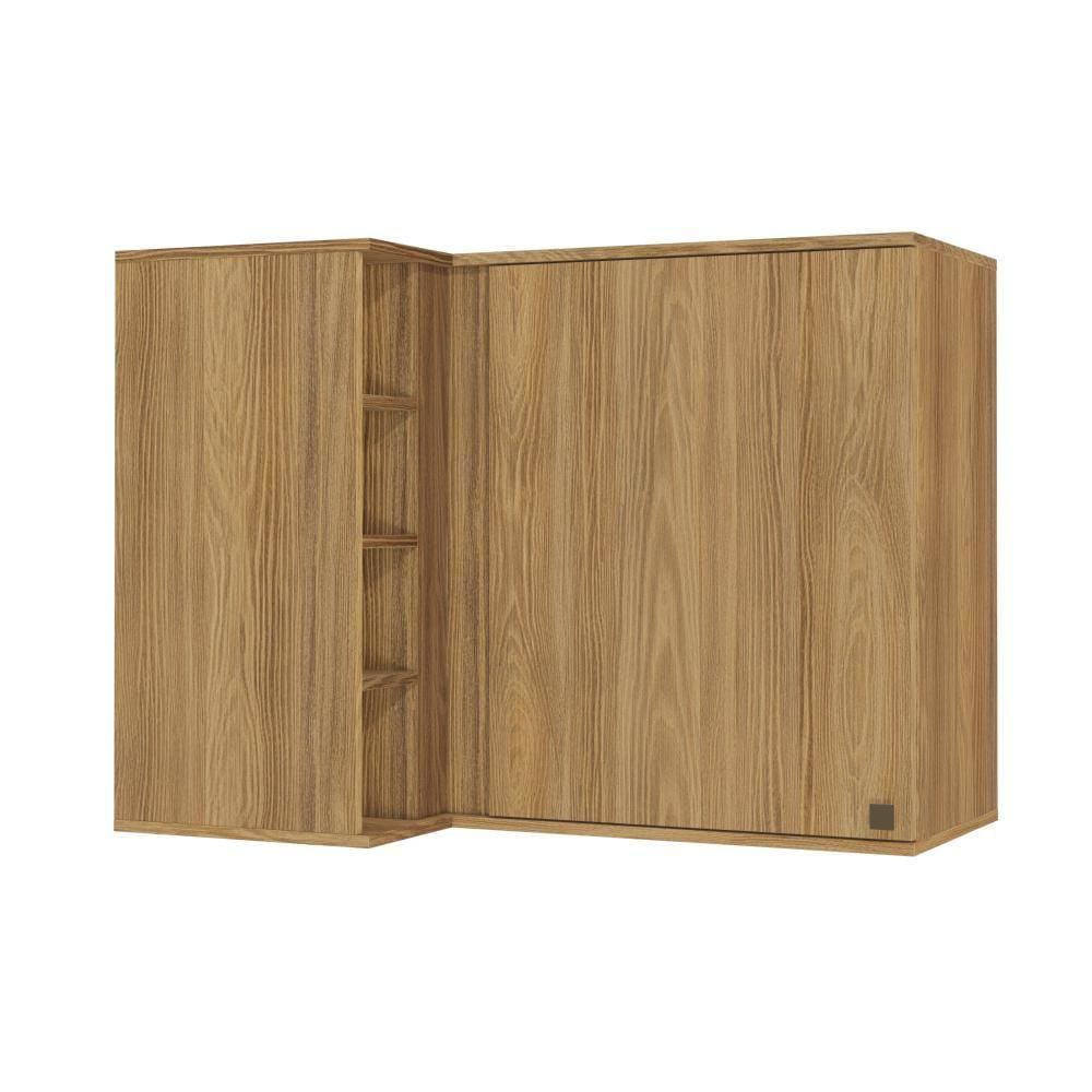 Armário Aéreo de Canto Reto Celeste Kappesberg 100% MDF 1 Porta 4 Nichos Nogueira 98cm