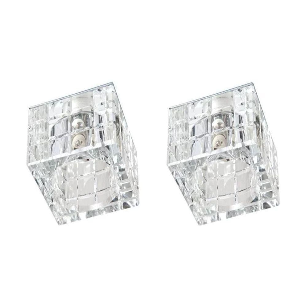 2 Spot Quadrado Cristal K9 Embutir 7Cm Banheiro Sala Ac974