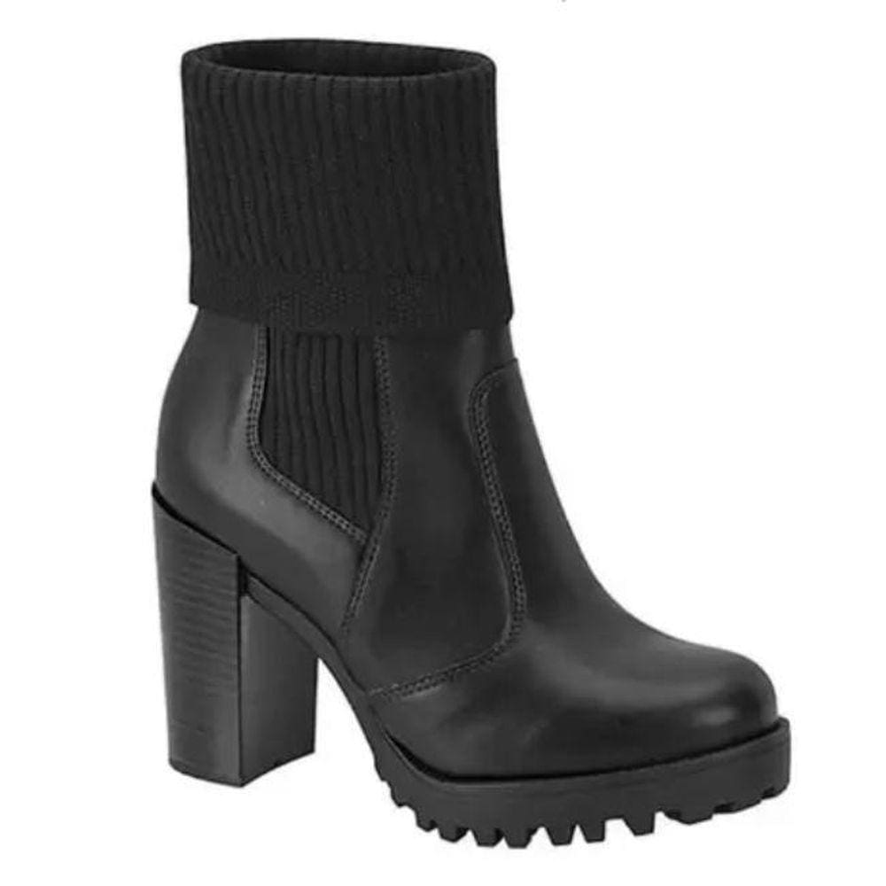 Bota Coturno Feminina Moleca Knit Preta 5325.118