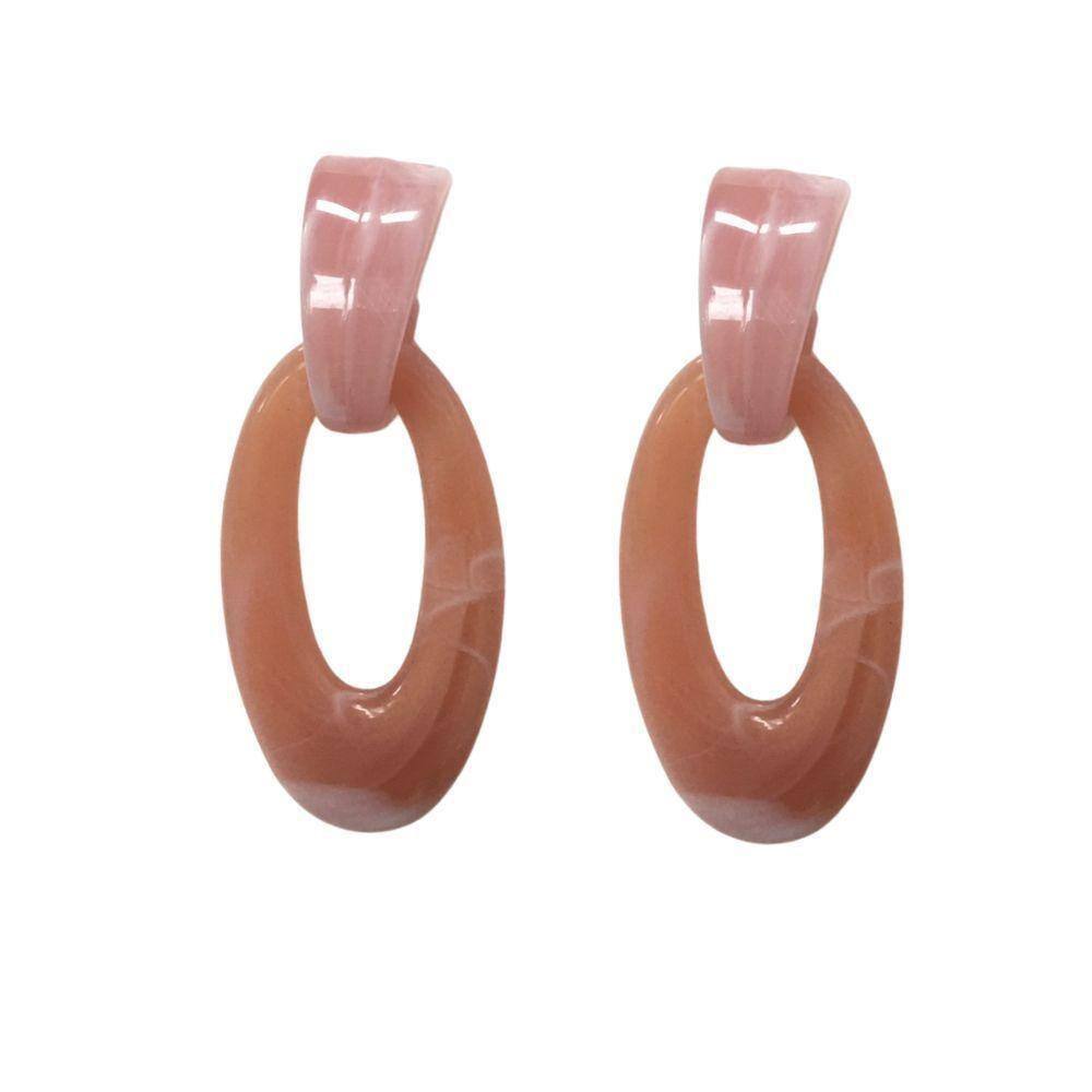 Brinco Resina Pêndulo Rosa Armazém Rr Bijoux