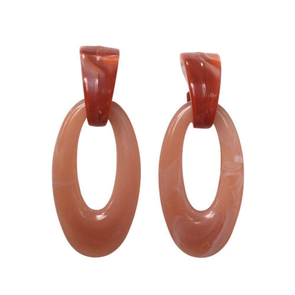 Brinco Resina Pêndulo Laranja Armazém Rr Bijoux