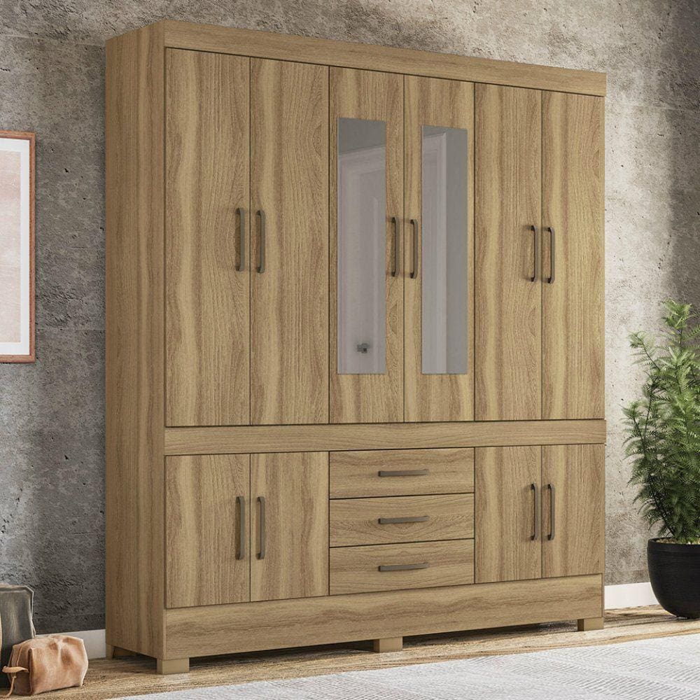 Guarda Roupa Casal 10 Portas 3 Gavetas com Espelhos New Murano Demóbile