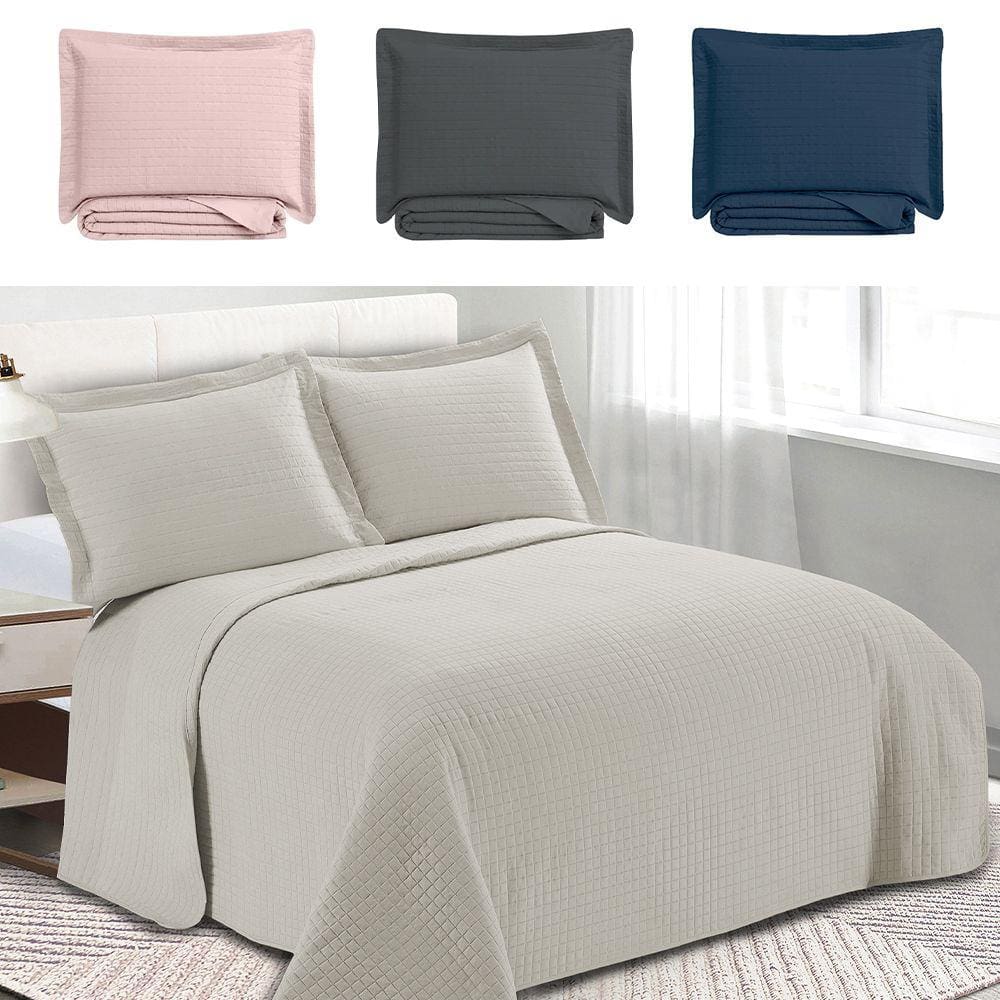 Colcha Cobre Leito Casal kit 3 peças Dupla Face Microfibra Soft Ultrassônico - Camesa