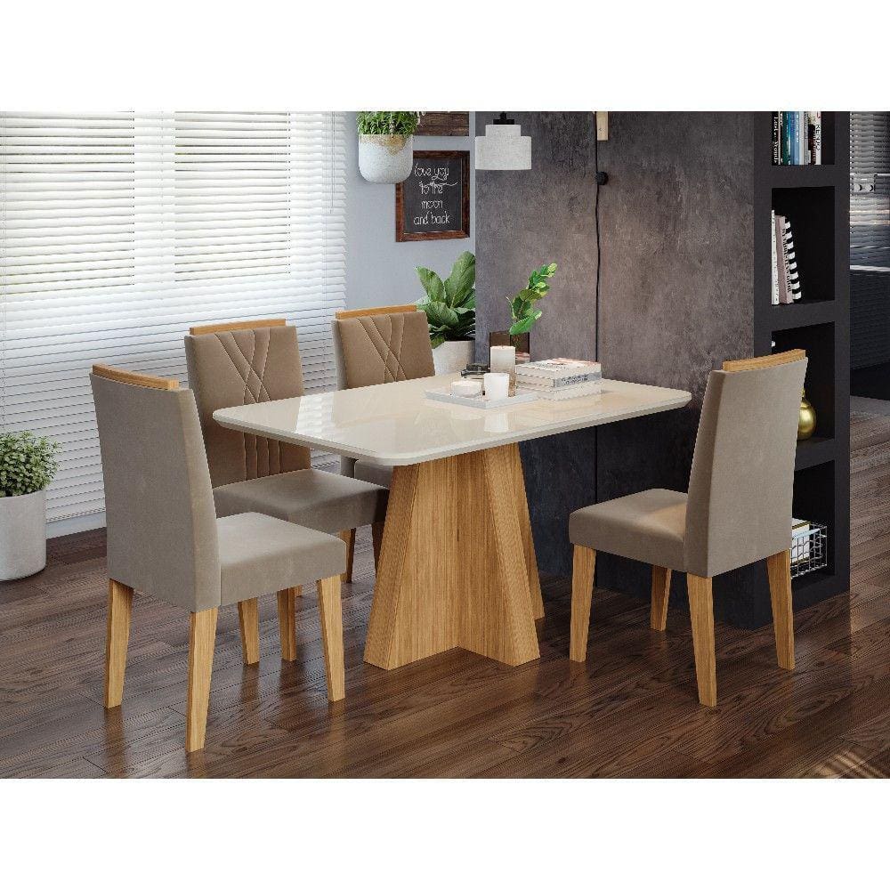Conjunto Sala de Jantar Mesa Maitê 130cm 4 Cadeiras Nicole Cimol