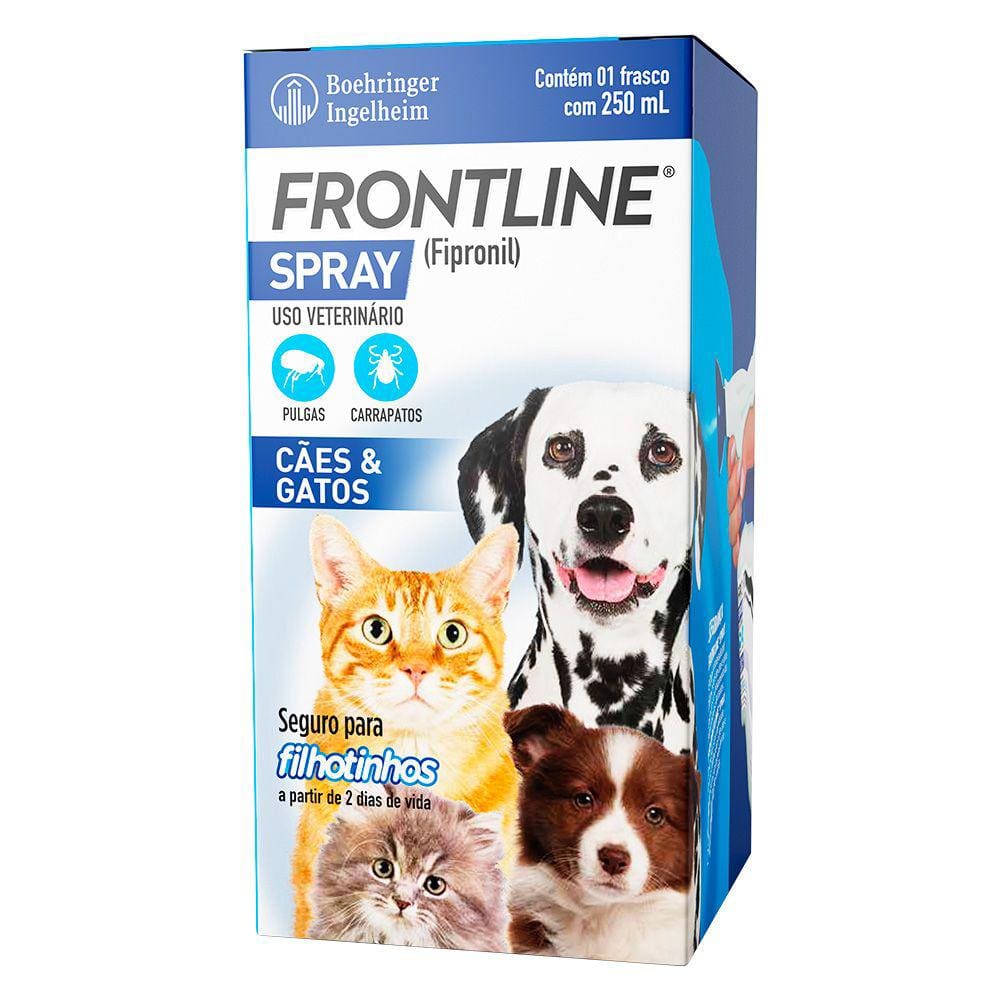 Frontline Spray Antipulgas e Carrapatos Cães e Gatos 250ml