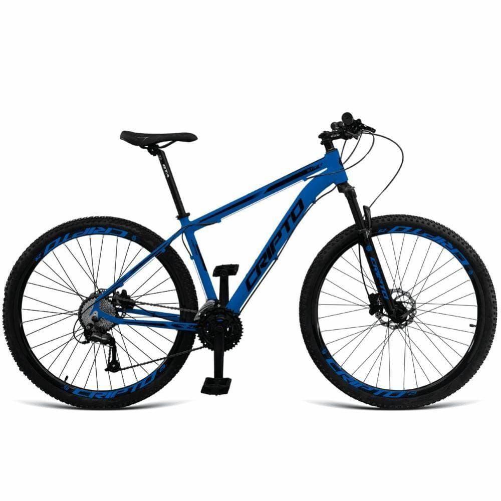 Bicicleta Aro 29 Cripto 27v Alivio Freio Hidraulico Trava K7 - 17\" Azul Hunter-preto