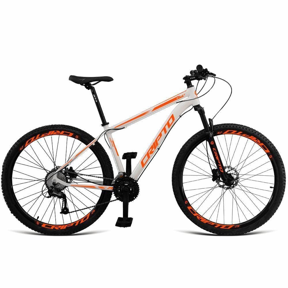 Bicicleta Aro 29 Cripto 24 Marchas Shimano Freios Hidraulico - Branco-laranja - 19” Branco-laranja