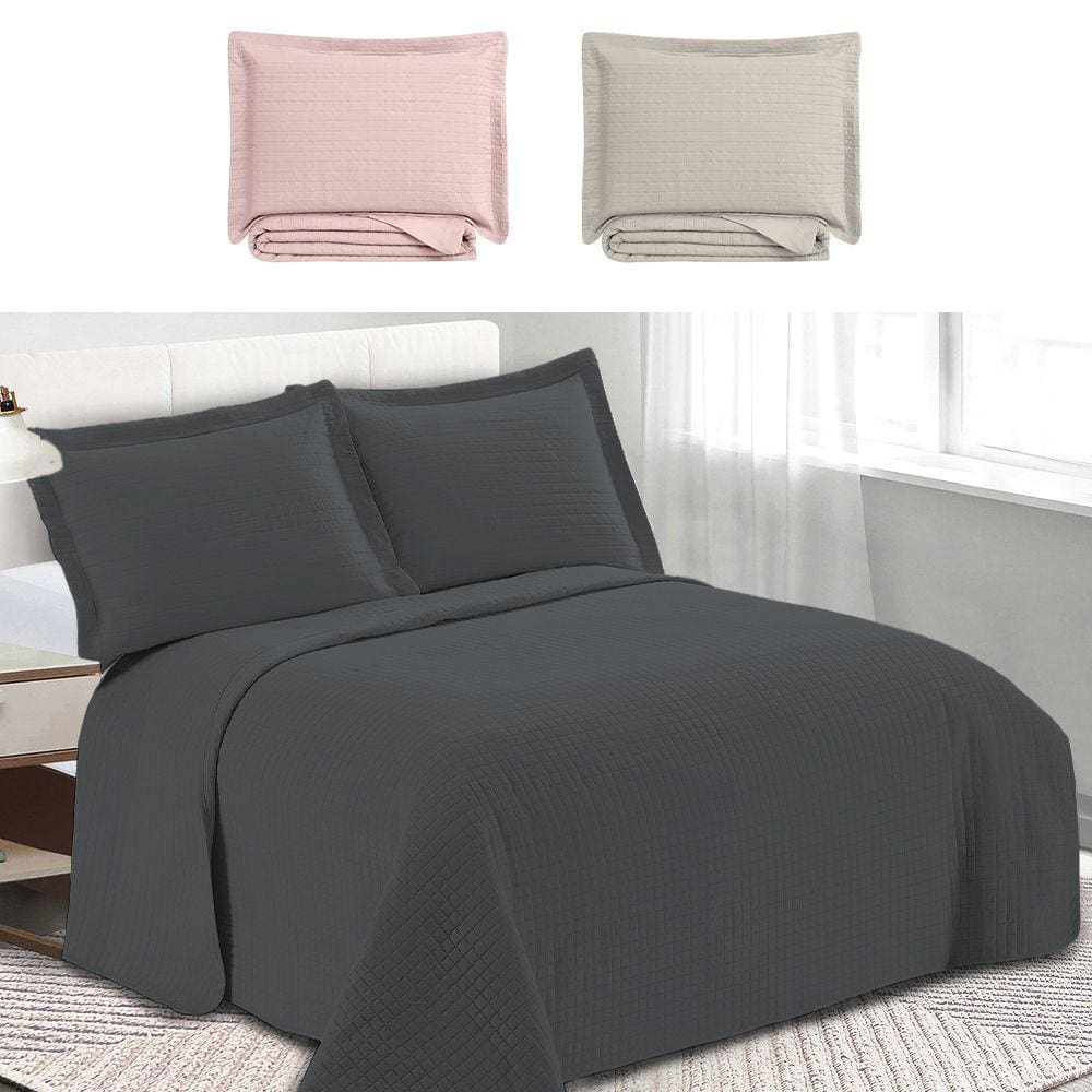 Colcha Cobre Leito Queen kit 3 peças Dupla Face Microfibra Soft Ultrassônico - Camesa