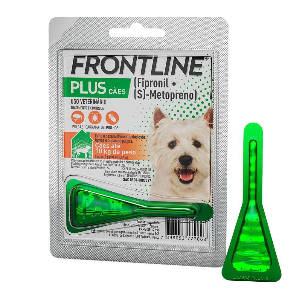Frontline Plus Antipulgas e Carrapatos Cães Até 10kg