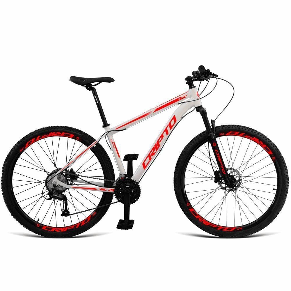 Bicicleta Aro 29 Cripto 24v Shimano Fr. Hidraulico-trava-k7 - Branco-vermelho - 17\" Branco-vermelho