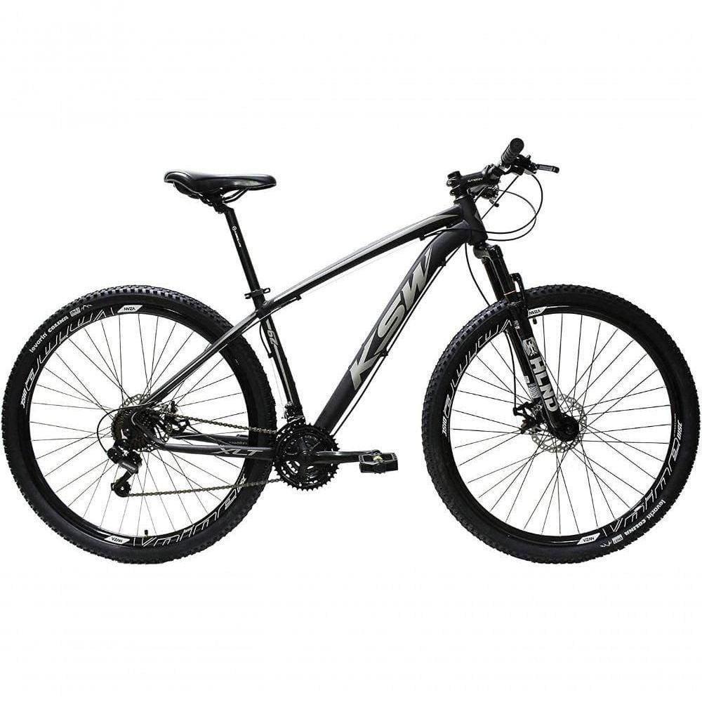 Bicicleta Aro 29 Ksw 27v Freio Hidráulico C-trava E K7 11-40 - Preto-prata - 21\" Preto-prata