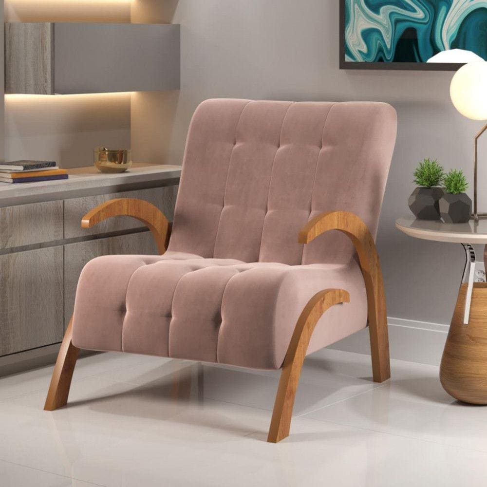 Poltrona 65cm Veludo Bari Viero Móveis